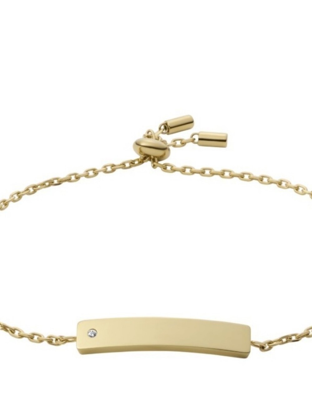 Fossil Gold Tone Stone Set Engravable Bar Slider Bracelet